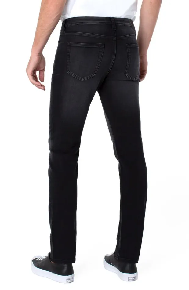 JEANS Men Liverpool Los Angeles KINGSTON MODERN STRAIGHT BLACK KNIT ECO DENIM Bleecker