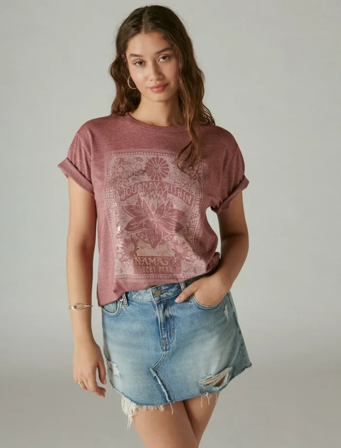 Journey Within Boyfriend Tee Burgundy Women Lucky Brand Graphic Tees
