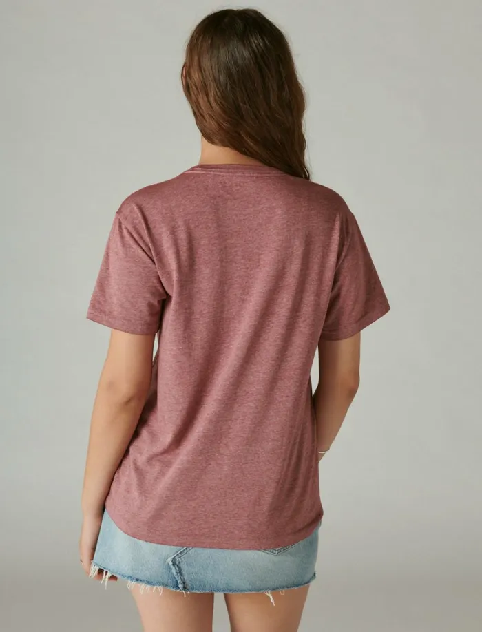 Journey Within Boyfriend Tee Burgundy Women Lucky Brand Graphic Tees