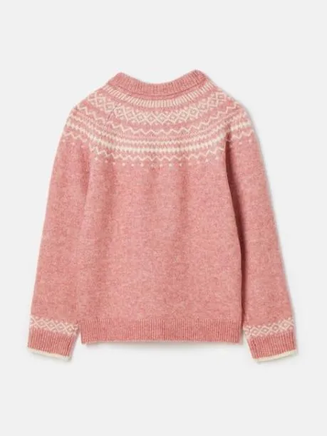 Jumpers and Knitwear Girls Joules Pink and Cream Fair Isle Jumper