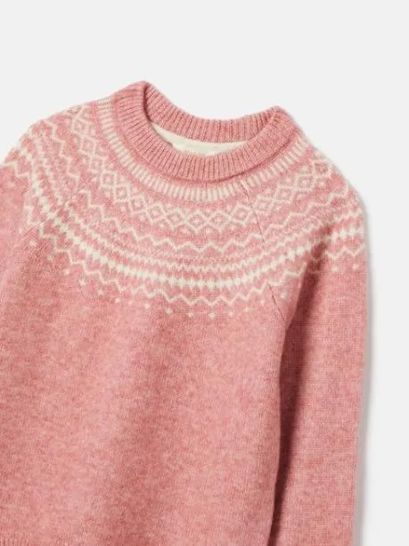 Jumpers and Knitwear Girls Joules Pink and Cream Fair Isle Jumper