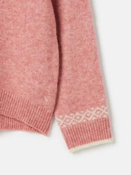 Jumpers and Knitwear Girls Joules Pink and Cream Fair Isle Jumper
