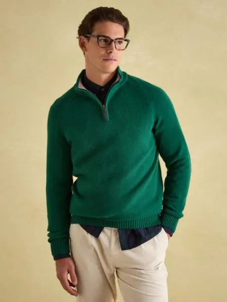 Jumpers and Knitwear Men Joules Green 100 Lambswool Quarter Zip Knitted Jumper Jumpers and Knitwear Men Joules Green 100 Lambswool Quarter Zip Knitted Jumper