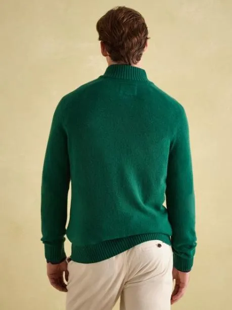 Jumpers and Knitwear Men Joules Green 100 Lambswool Quarter Zip Knitted Jumper