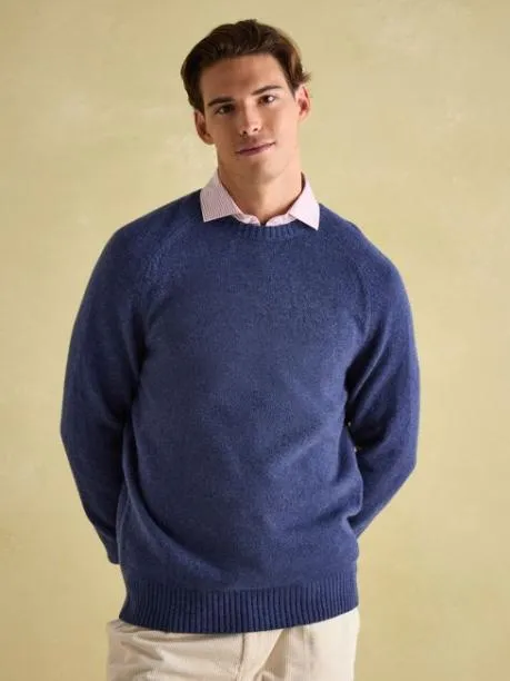 Jumpers and Knitwear Men Joules Navy 100 Lambswool Crew Neck Jumper