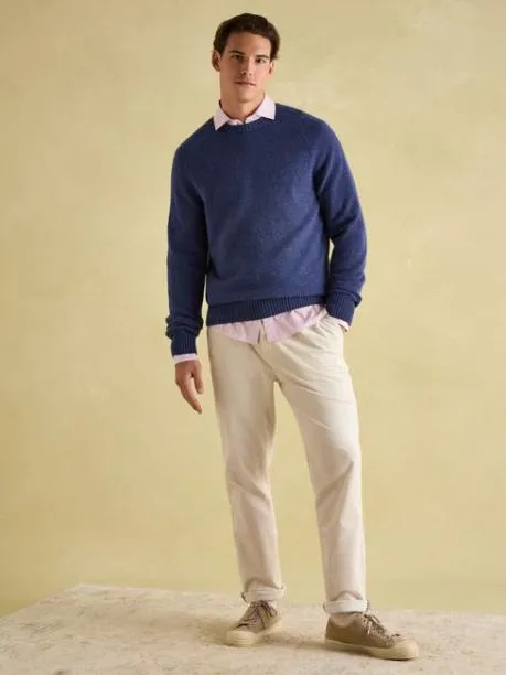 Jumpers and Knitwear Men Joules Navy 100 Lambswool Crew Neck Jumper