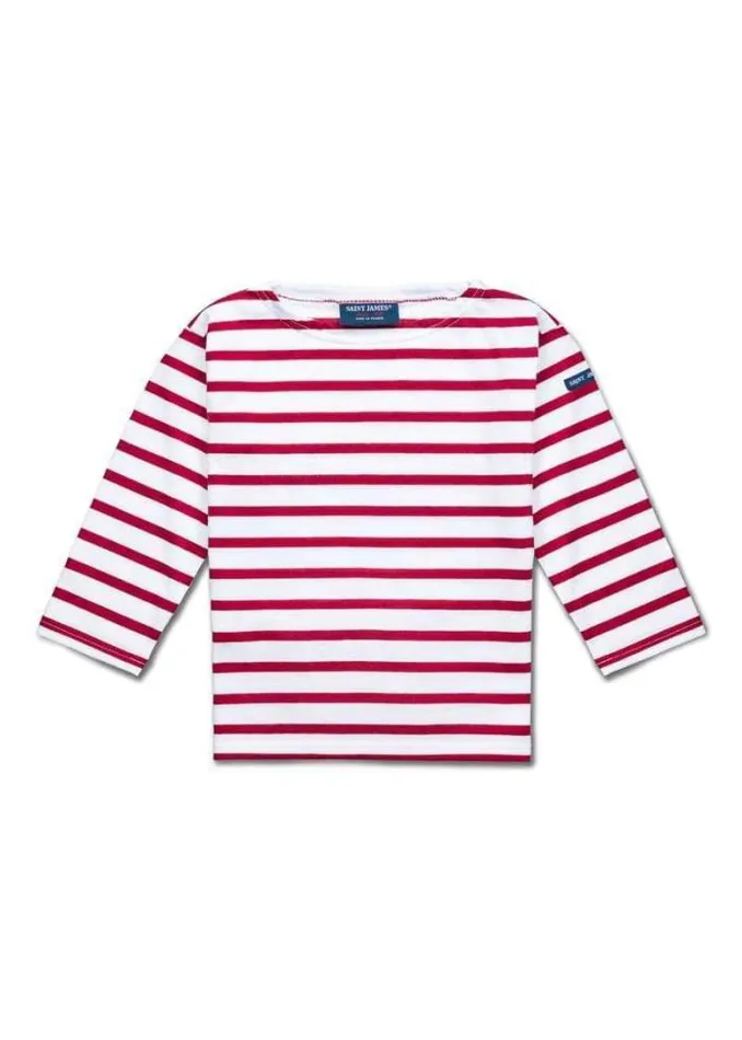 Kids Breton Striped Shirts Saint James MINQUIERS KIDS White Red