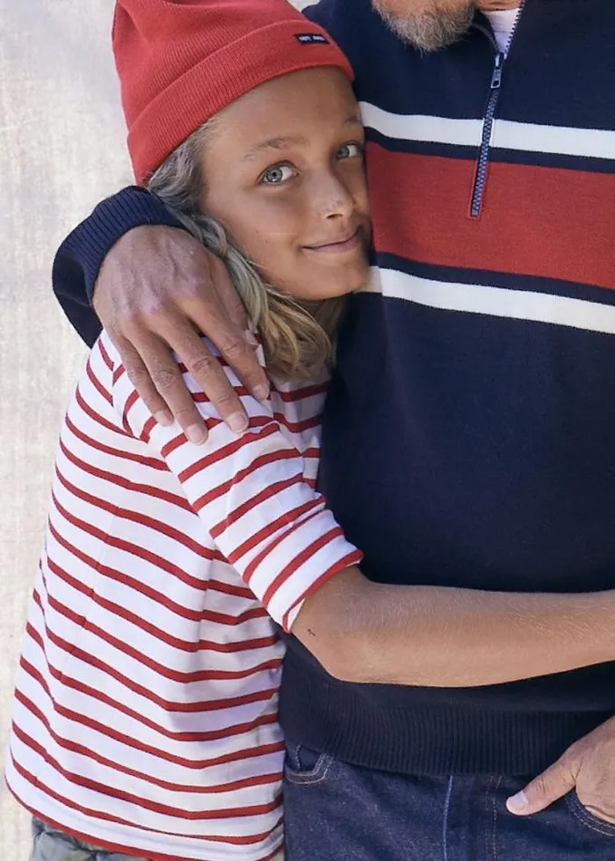 Kids Breton Striped Shirts Saint James MINQUIERS KIDS White Red