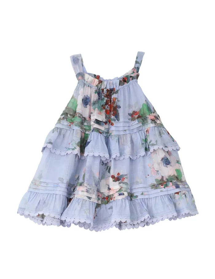 Kids Clothing Zimmermann Everley Swing Top Light Blue Watercolour Floral