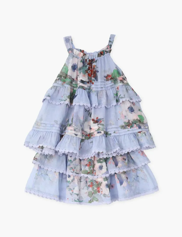 Kids Clothing Zimmermann Everley Swing Top Light Blue Watercolour Floral