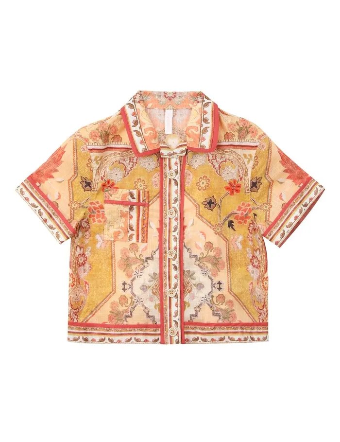 Kids Clothing Zimmermann Wylie Pocket Shirt Mustard Multi