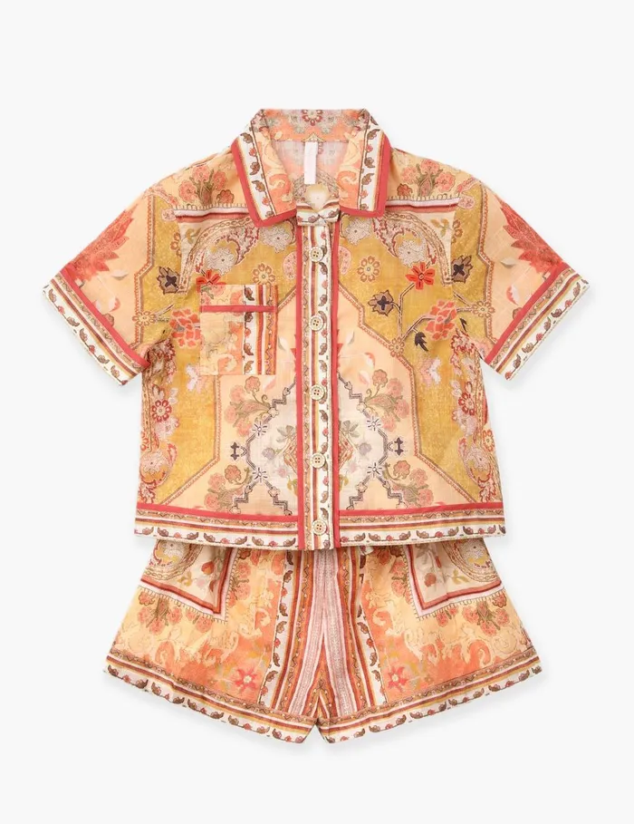 Kids Clothing Zimmermann Wylie Pocket Shirt Mustard Multi