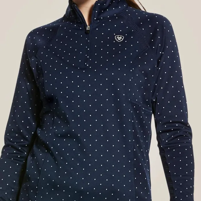 Kids English Riding Clothing Ariat Sunstopper 20 14 Zip Baselayer Navy Dot Kids English Riding Clothing Ariat Sunstopper 20 14 Zip Baselayer Navy Dot