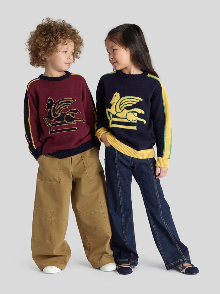 Kids Etro Trousers Shorts And Skirts Topstitched Jeans For Children Navy Blue Kids Etro Trousers Shorts And Skirts Topstitched Jeans For Children Navy Blue