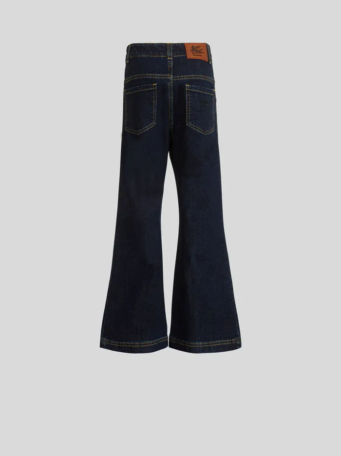 Kids Etro Trousers Shorts And Skirts Topstitched Jeans For Children Navy Blue Kids Etro Trousers Shorts And Skirts Topstitched Jeans For Children Navy Blue