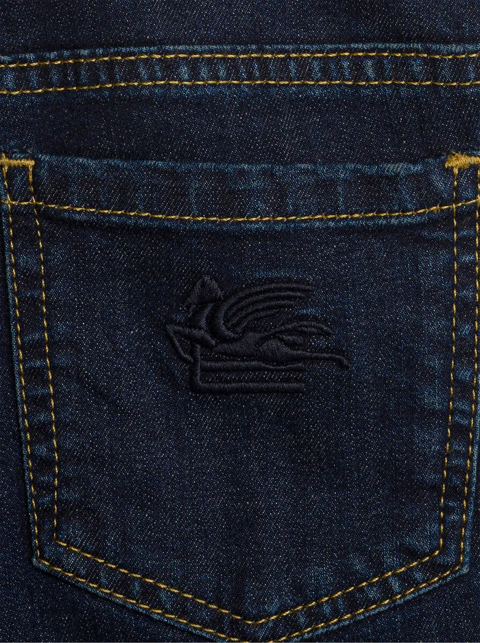 Kids Etro Trousers Shorts And Skirts Topstitched Jeans For Children Navy Blue Kids Etro Trousers Shorts And Skirts Topstitched Jeans For Children Navy Blue