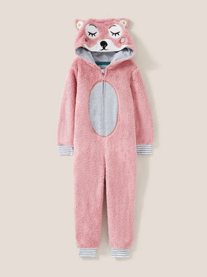 Kids White Stuff Pyjamas Squirrel Onesie Light Pink