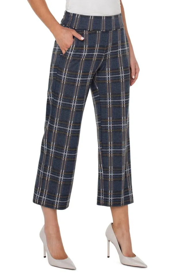 KNIT PULLONS Women Liverpool Los Angeles MABEL PULLON WIDE LEG Black Queen Blue Plaid