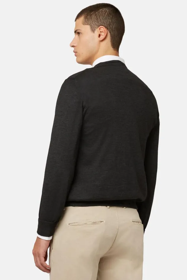 Knitwear Men Boggi Milano Anthracite Super Fine Cashmere Crew Neck Jumper Charcoal Knitwear Men Boggi Milano Anthracite Super Fine Cashmere Crew Neck Jumper Charcoal