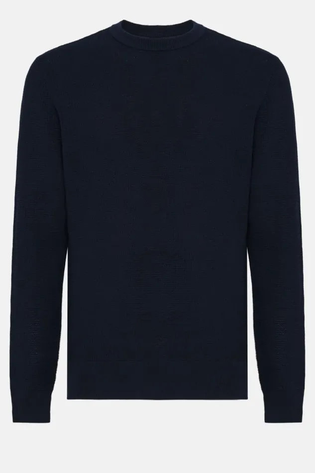 Knitwear Men Boggi Milano Navy CottonNylon Crew Neck Jumper Navy Blue Knitwear Men Boggi Milano Navy CottonNylon Crew Neck Jumper Navy Blue