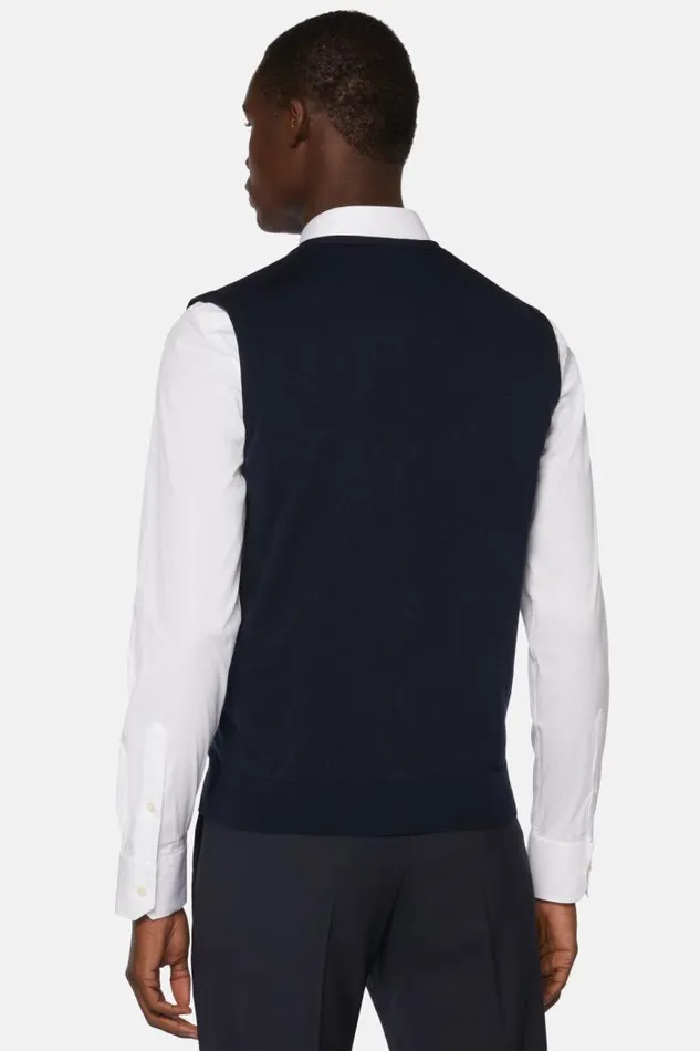 Knitwear Men Boggi Milano Navy Pima Cotton Knitted Vest Navy Blue Knitwear Men Boggi Milano Navy Pima Cotton Knitted Vest Navy Blue