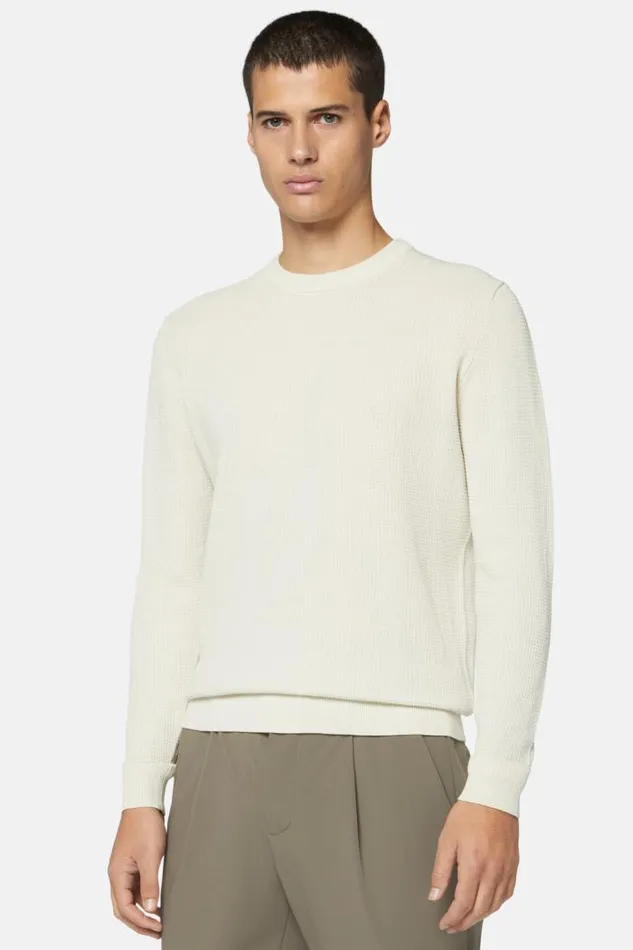 Knitwear Men Boggi Milano White CottonNylon Crew Neck Jumper White