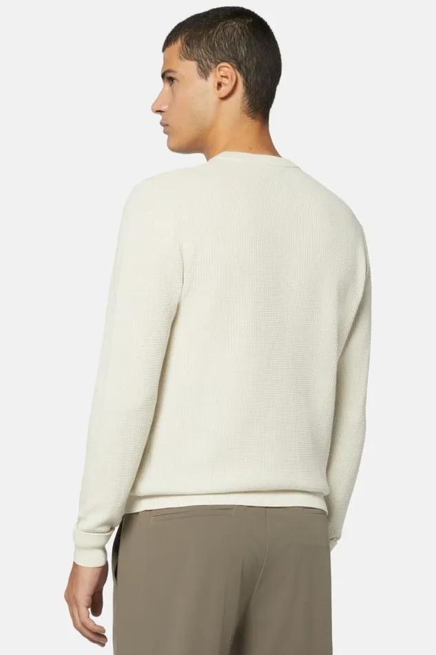 Knitwear Men Boggi Milano White CottonNylon Crew Neck Jumper White