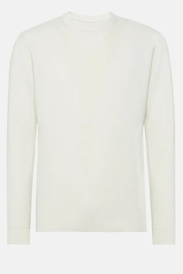 Knitwear Men Boggi Milano White CottonNylon Crew Neck Jumper White