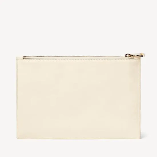 Large Essential Flat Pouch Ivory Woven Leather Women Aspinal Of London Woven Leather