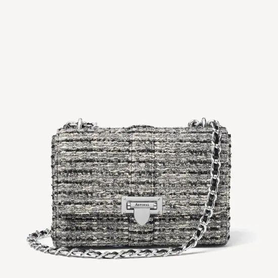 Large Lottie Bag Silver Metallic Tweed Women Aspinal Of London Shoulder