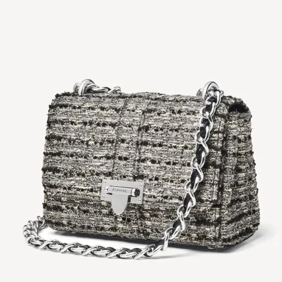Large Lottie Bag Silver Metallic Tweed Women Aspinal Of London Shoulder