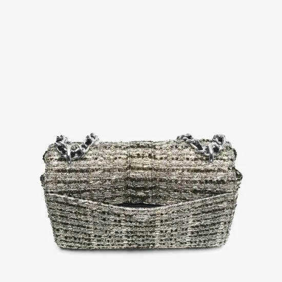 Large Lottie Bag Silver Metallic Tweed Women Aspinal Of London Shoulder