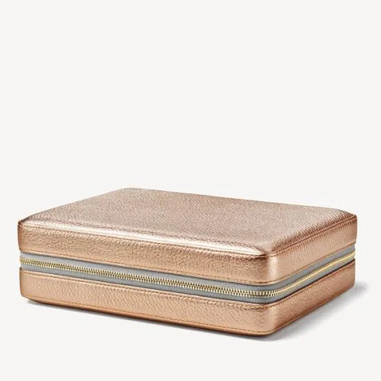 Large Travel Jewellery Case Champagne Pebble Women Aspinal Of London Jewellery Boxes