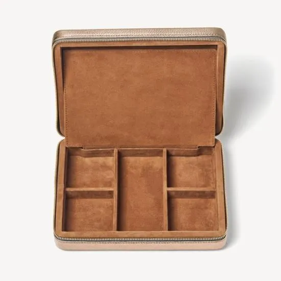 Large Travel Jewellery Case Champagne Pebble Women Aspinal Of London Jewellery Boxes