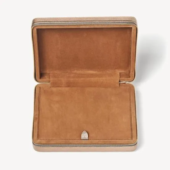 Large Travel Jewellery Case Champagne Pebble Women Aspinal Of London Jewellery Boxes