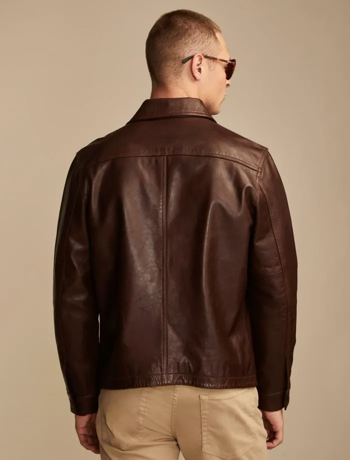 Leather Touring Jacket Brown Men Lucky Brand Jackets and Outerwear
