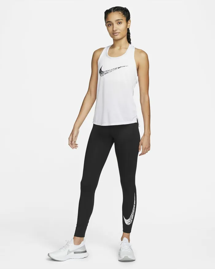 Leggings Women Nike Swoosh Run Blackwhite