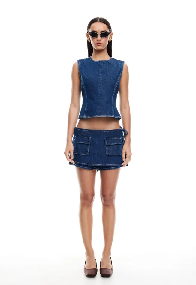 Lioness Fashion COUNTRYSIDE TOP Blue Denim Women Tops