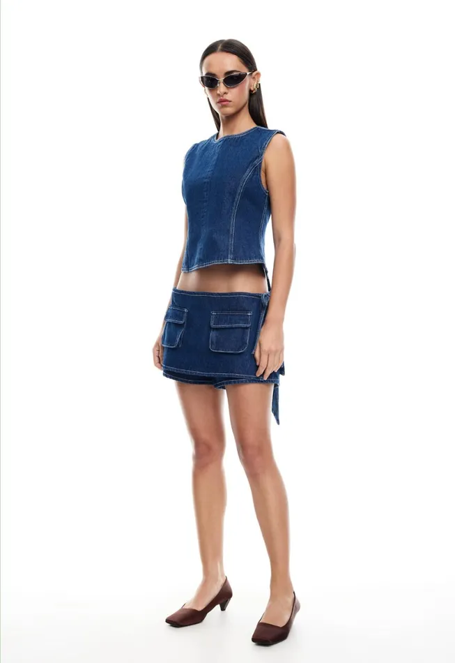 Lioness Fashion COUNTRYSIDE TOP Blue Denim Women Tops