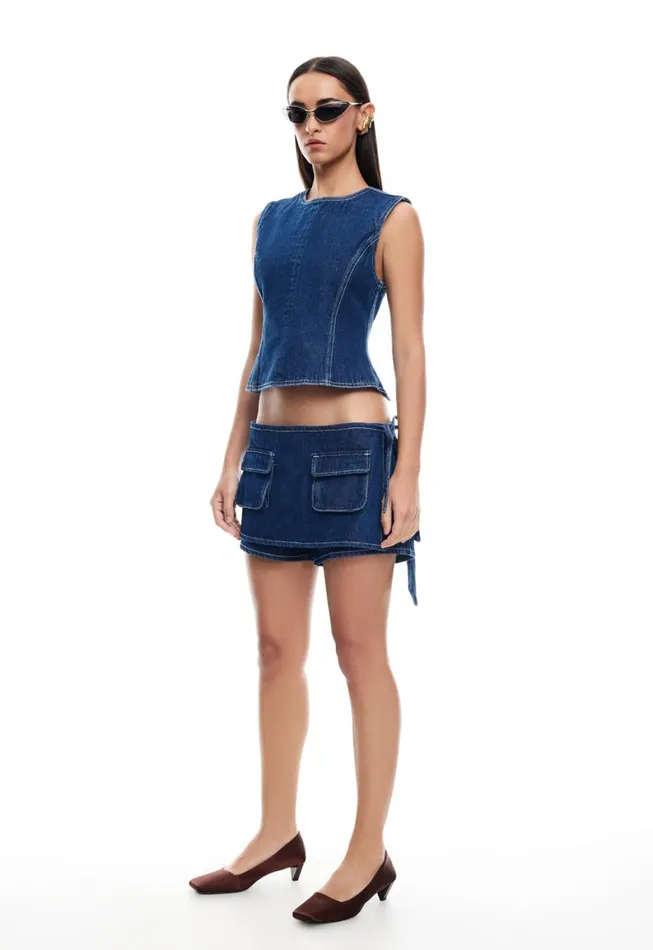 Lioness Fashion COUNTRYSIDE TOP Blue Denim Women Tops