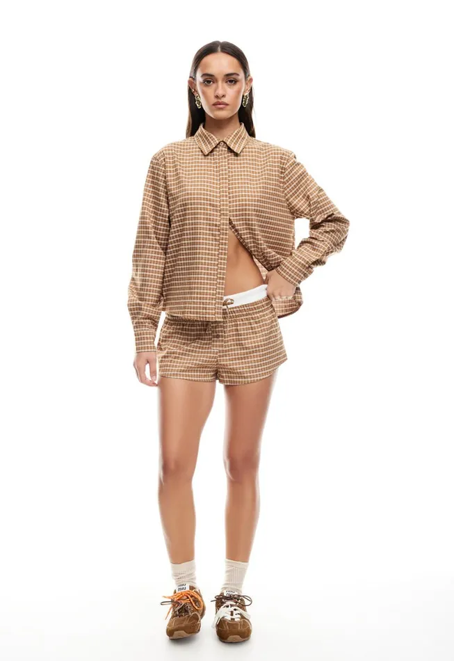 Lioness Fashion NIRVANA SHIRT Chocolate Check Women Tops Lioness Fashion NIRVANA SHIRT Chocolate Check Women Tops