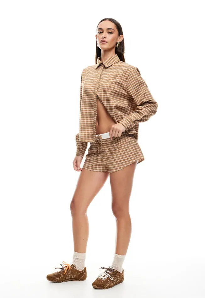 Lioness Fashion NIRVANA SHIRT Chocolate Check Women Tops Lioness Fashion NIRVANA SHIRT Chocolate Check Women Tops