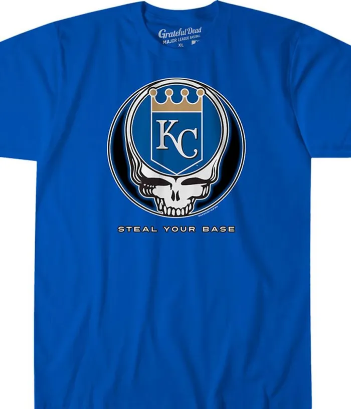 Liquid Blue Athletic TShirt Men Kansas City Royals Steal Your Base Blue Athletic TShirt