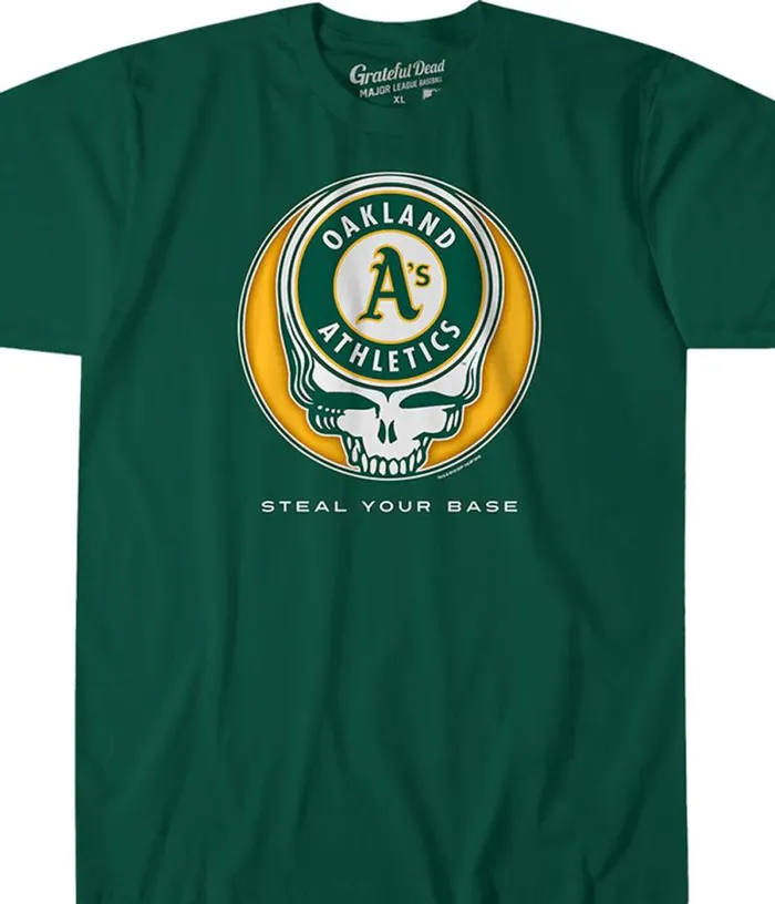 Liquid Blue Athletic TShirt Men Oakland Athletics Steal Your Base Green Athletic TShirt