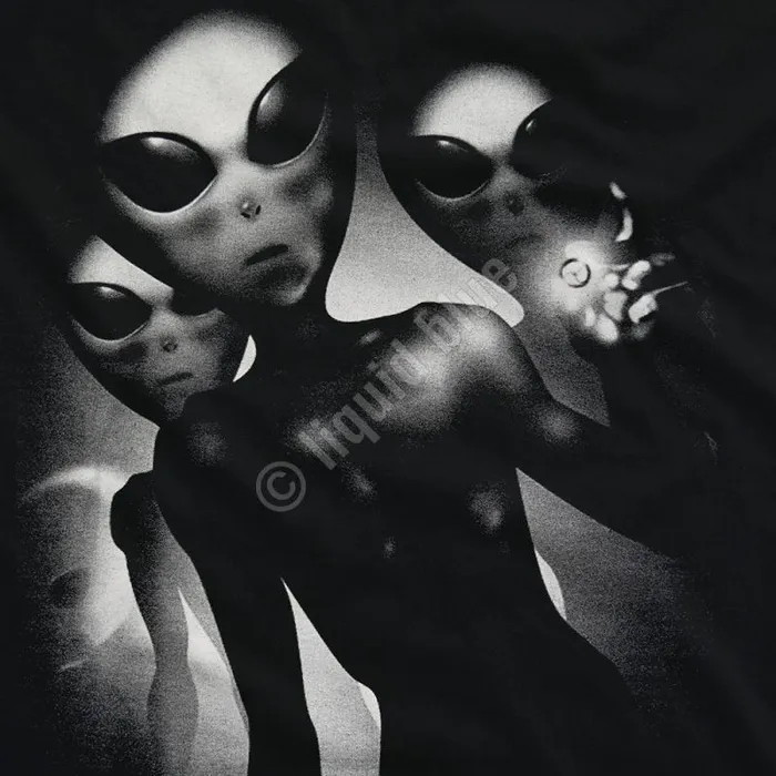 Liquid Blue TShirt Men Alien Visitors Black TShirt