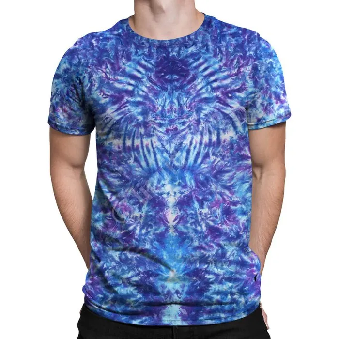 Liquid Blue TShirt Men Crazy Blue Krinkle Unprinted TieDye TShirt