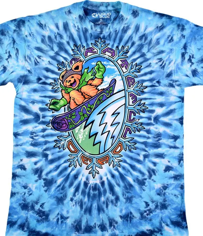 Liquid Blue TShirt Men Snowboard Bears TieDye TShirt
