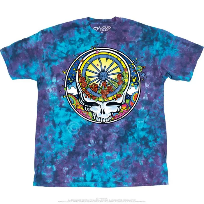 Liquid Blue TShirt Men SYF Wheel and Roses TShirt