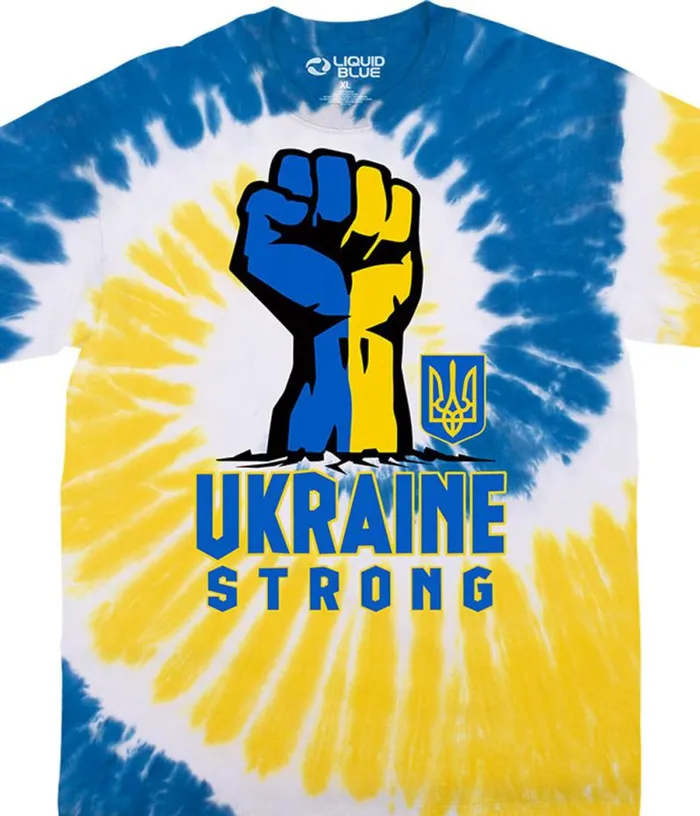 Liquid Blue TShirt Men Ukraine Strong TieDye TShirt