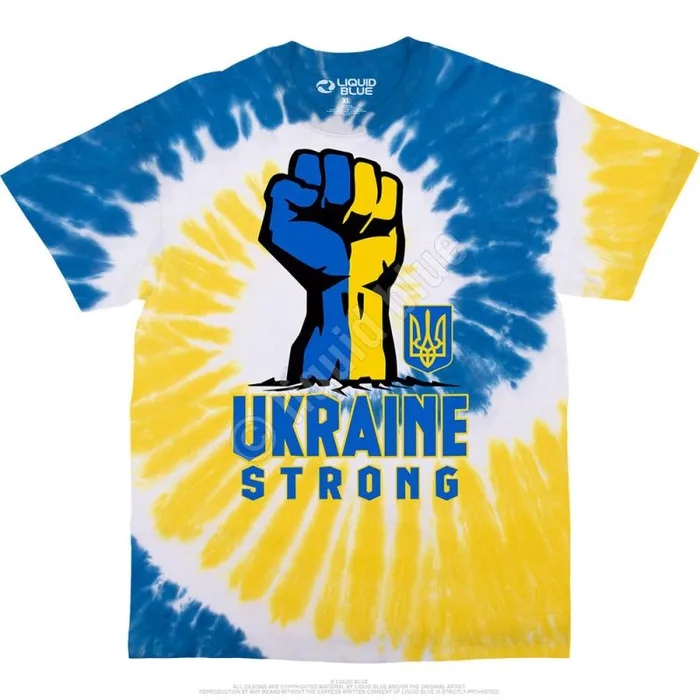 Liquid Blue TShirt Men Ukraine Strong TieDye TShirt